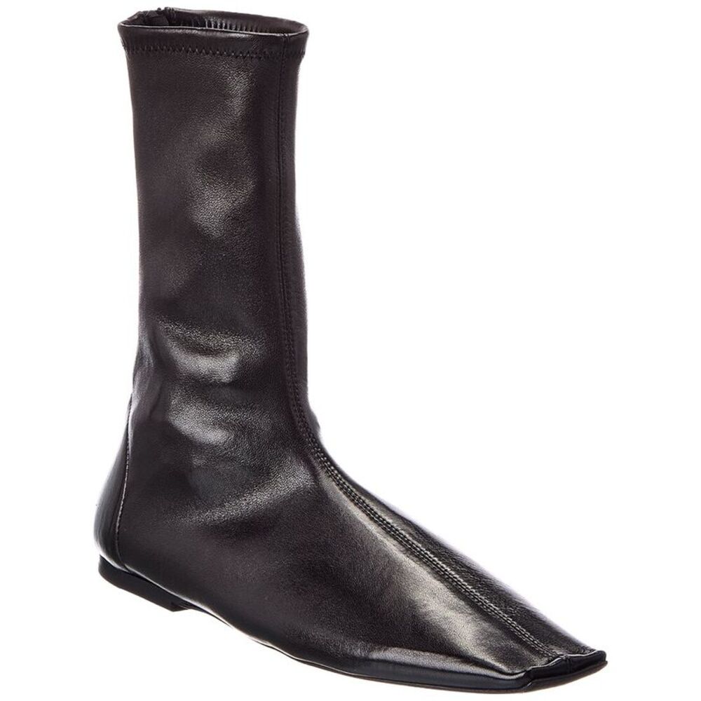 Khaite Marlene Leather Boot, Black
